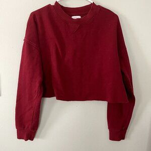 Colsie red crewneck cutoff sweater fleece causal comfortable style cotton